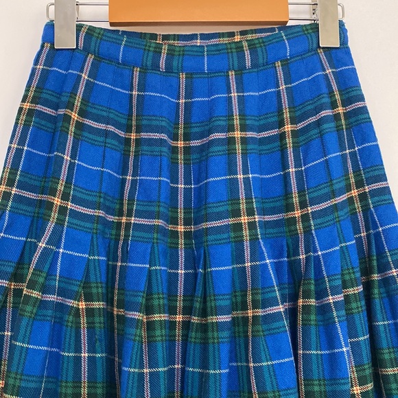 Vintage Kilt Women XS Virgin Wool Tartan Blue Green Classic Made in Canada 70s - Picture 11 of 15